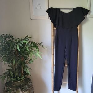 Off the shoulder black jumpsuit